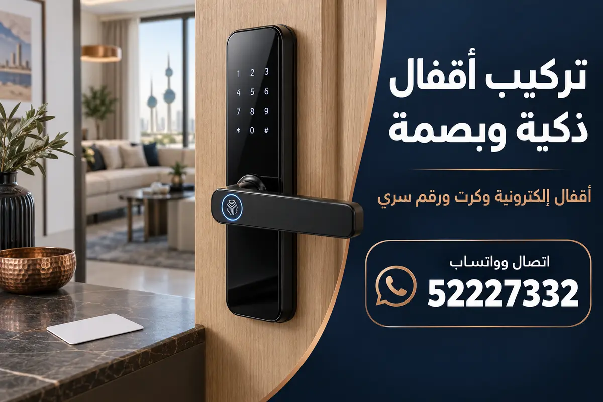 قفل باب ذكي يجمع البصمة ولوحة الأرقام على باب خشبي